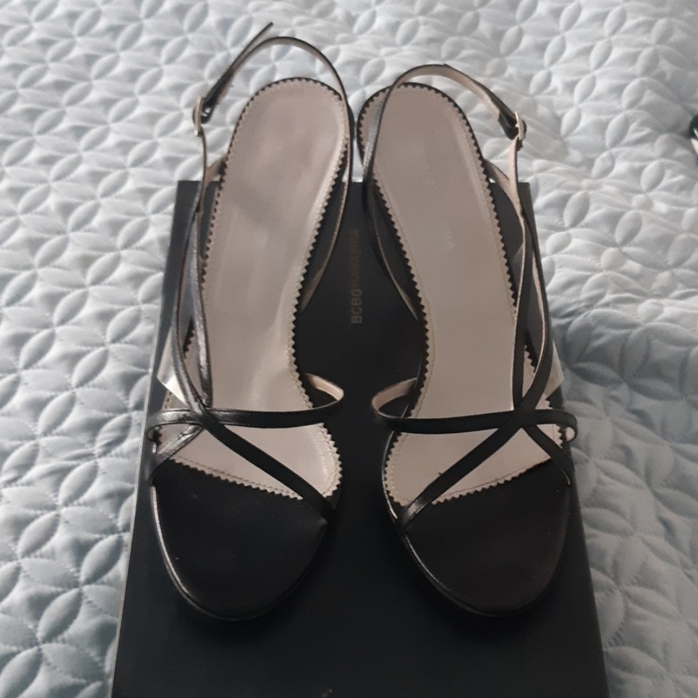 BCBG Maxazria Black and clear high heels
